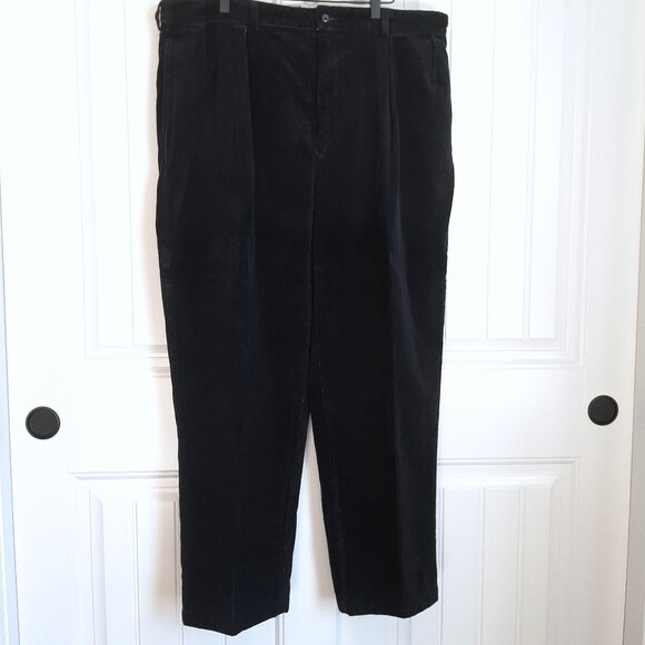 Polo Ralph Lauren Dark Navy (Almost Black) Pleated Corduroy Slacks Pants - Picture 1 of 13